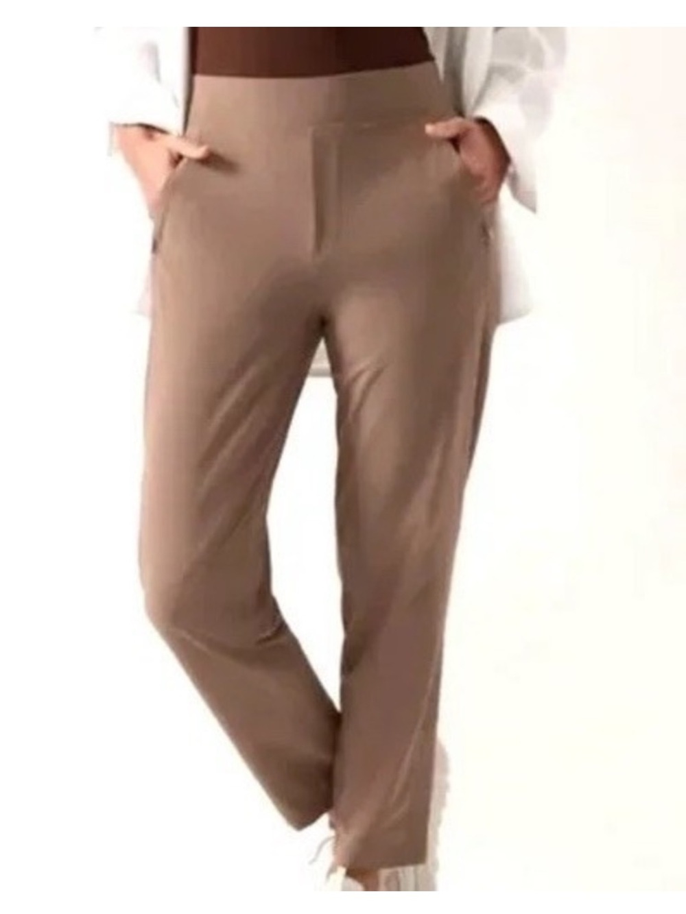 Athleta brown Brooklyn ankle pant lined pull on trousers 8P Petite 467191